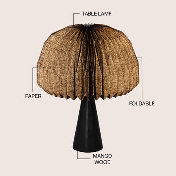 Sylvie 16" Modern Minimalist Paper Pleated Shade Mushroom Accent LED Table Lamp